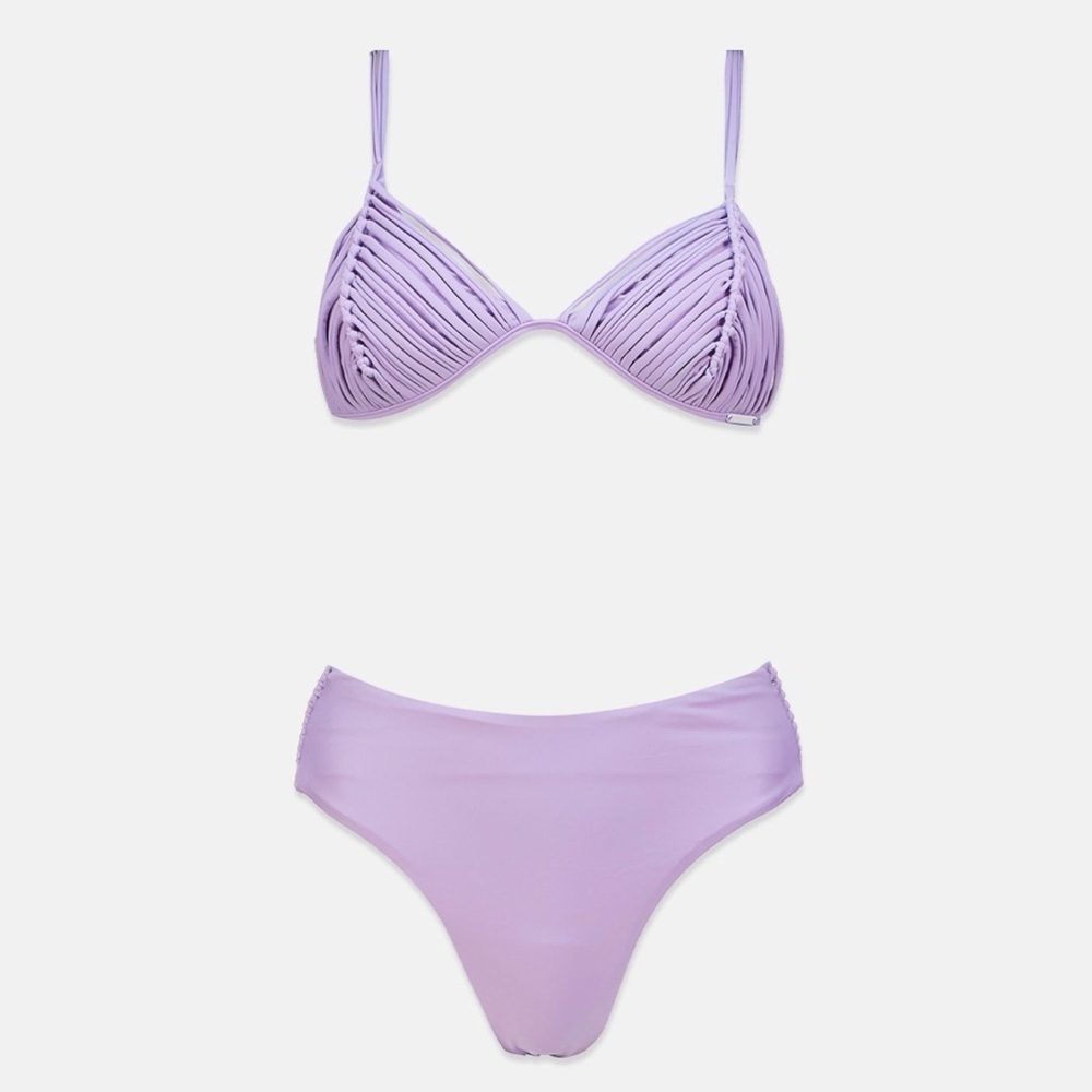 Kendall + Kylie Macramé Embellished Bikini Top & Bottom purple Lavender Size XL
